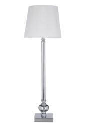Orsina Table Lamp With Off-White Silk Shade, Minimalist Iron Rod Lamp, Durable Bedside Light For Living Room in White