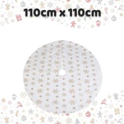 VFM e-Store Christmas Tree Skirt Decoration 110cm x 110cm Gold X 1 - Size: 110 cm x 110 cm - thumbnail 2