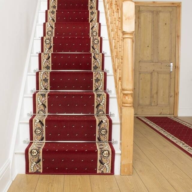 runrug Stair Runner Carpet for Staircases - Soft & Comfy, 9mm - 'Pin_Dot' in Red - Size: 70 cm x 480 cm - image 1