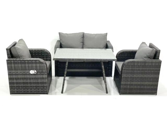 Fimous Outdoor Garden Furniture Set with Reclining Chair Dark Grey Mixed - image 1