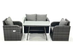 Fimous Outdoor Garden Furniture Set with Reclining Chair Dark Grey Mixed - thumbnail 2