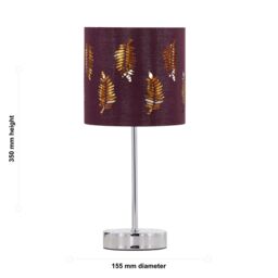 First Choice Lighting Chrome Stick Table Lamp with Burgundy Fern Cut Out Shade in Silver - thumbnail 5