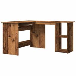 Berkfield Home Corner Desk Old Wood 120x140x75 cm Engineered Wood in Brown - Size: 120 x 140 x 75 cm