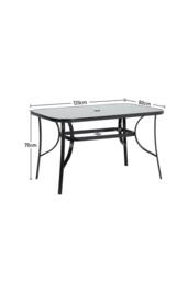 Garden Sanctuary Metallic Outdoor Garden 6-Seater Dining Table Set in Black - thumbnail 5