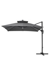 Garden Sanctuary Outdoor Large Square 3M LED Cantilever Parasol in Dark Grey - thumbnail 4