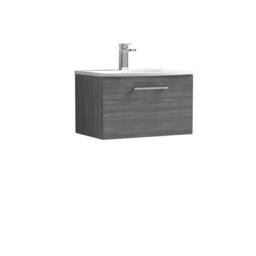 Balterley Bathroom 1 Soft Close Drawer Wall Hung Vanity, Anthracite, 600mm in Grey