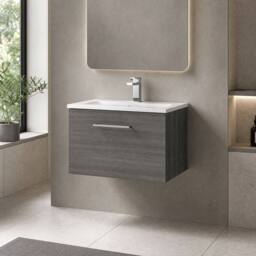 Balterley Bathroom 1 Soft Close Drawer Wall Hung Vanity, Anthracite, 600mm in Grey - thumbnail 4