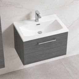 Balterley Bathroom 1 Soft Close Drawer Wall Hung Vanity, Anthracite, 600mm in Grey - thumbnail 3