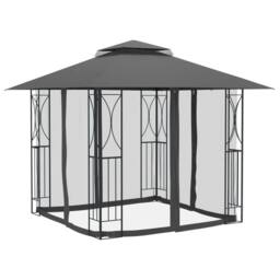 Berkfield Home Gazebo with Sidewalls Anthracite 300x300x270 cm Steel in Charcoal - Size: 300 x 300 x 270 cm - thumbnail 3