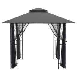 Berkfield Home Gazebo with Sidewalls Anthracite 300x300x270 cm Steel in Charcoal - Size: 300 x 300 x 270 cm - thumbnail 4
