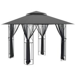 Berkfield Home Gazebo with Sidewalls Anthracite 300x300x270 cm Steel in Charcoal - Size: 300 x 300 x 270 cm - thumbnail 2