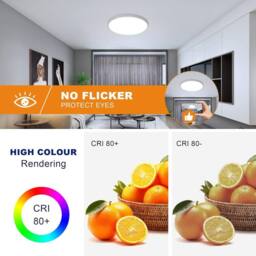 Goeco LED Ceiling Light, IP44, for Bedroom Bathroom Kitchen, Hallway Balcony in White - Size: 16 inches - thumbnail 3