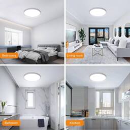 Goeco LED Ceiling Light, IP44, for Bedroom Bathroom Kitchen, Hallway Balcony in White - Size: 16 inches - thumbnail 6