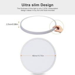 Goeco LED Ceiling Light, IP44, for Bedroom Bathroom Kitchen, Hallway Balcony in White - Size: 16 inches - thumbnail 4