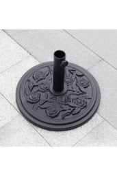 Living and Home 10KG Concrete Cantilever Parasol Base - 38/48mm Round Heavy Duty Weight Stand, Cast Iron Effect for Garden Umberlla in Black - thumbnail 4
