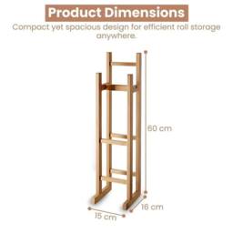 EONLION Free Standing Toilet Roll Storage Holder in Brown - thumbnail 2