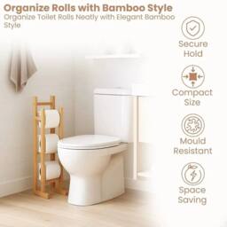 EONLION Free Standing Toilet Roll Storage Holder in Brown - thumbnail 5