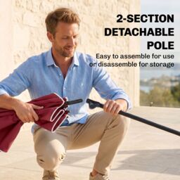 OUTSUNNY Aluminium Sun Umbrella Parasol Patio Rectangular 2M x 1.3M in Red - thumbnail 7