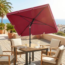 OUTSUNNY Aluminium Sun Umbrella Parasol Patio Rectangular 2M x 1.3M in Red - thumbnail 9