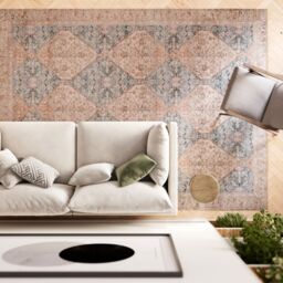 Kukoon Blue Beige Traditional Pattern Distressed Living Area Rug - Size: 120 cm x 170 cm - thumbnail 3