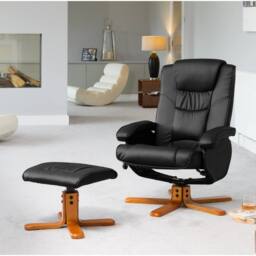 Artemis Home Severn Swivel Recliner Chair & Stool in Black - Size: 1 Seater - thumbnail 1