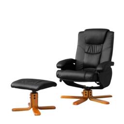 Artemis Home Severn Swivel Recliner Chair & Stool in Black - Size: 1 Seater - thumbnail 2