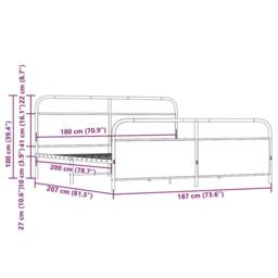 Berkfield Home Metal Bed Frame without Mattress Brown Oak 180x200 cm Super King - thumbnail 9