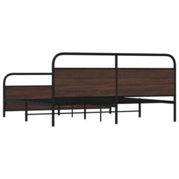 Berkfield Home Metal Bed Frame without Mattress Brown Oak 180x200 cm Super King - thumbnail 7