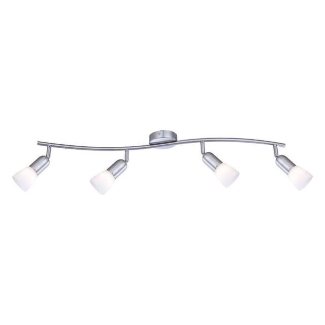 Netlighting Cathy Ceiling Spotlight Bar Nickel Matt White Glass Shade 4x E14 in Grey - image 1