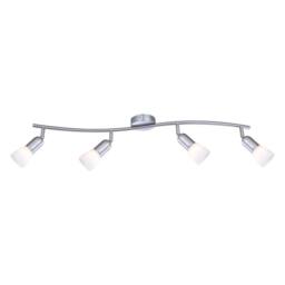 Netlighting Cathy Ceiling Spotlight Bar Nickel Matt White Glass Shade 4x E14 in Grey