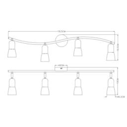 Netlighting Cathy Ceiling Spotlight Bar Nickel Matt White Glass Shade 4x E14 in Grey - thumbnail 2