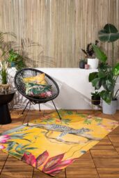 Wylder Tropics Leopard Floral Woven UV & Weatherproof Outdoor/Indoor Rug in Yellow - Size: 120 cm x 170 cm - thumbnail 1