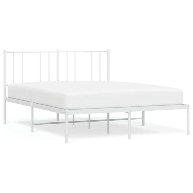 Berkfield Home Metal Bed Frame with Headboard White 135x190 cm Double - image 1