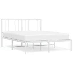 Berkfield Home Metal Bed Frame with Headboard White 135x190 cm Double - thumbnail 1
