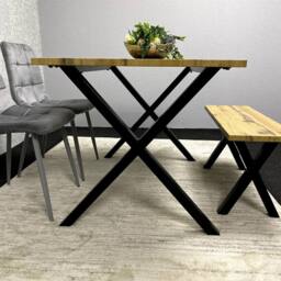 KOSY KOALA Wooden Dining Table with 2 Grey Velvet Chairs & Bench - Dining Kitchen Room Furniture in Brown - thumbnail 2