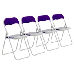 Harbour Housewares Coloured Padded Folding Chairs Pack of 4 in Purple - thumbnail 1