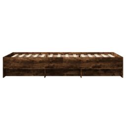 Berkfield Home Bed Frame without Mattress Smoked Oak 75x190 cm Small Single Engineered Wood in Brown - thumbnail 6