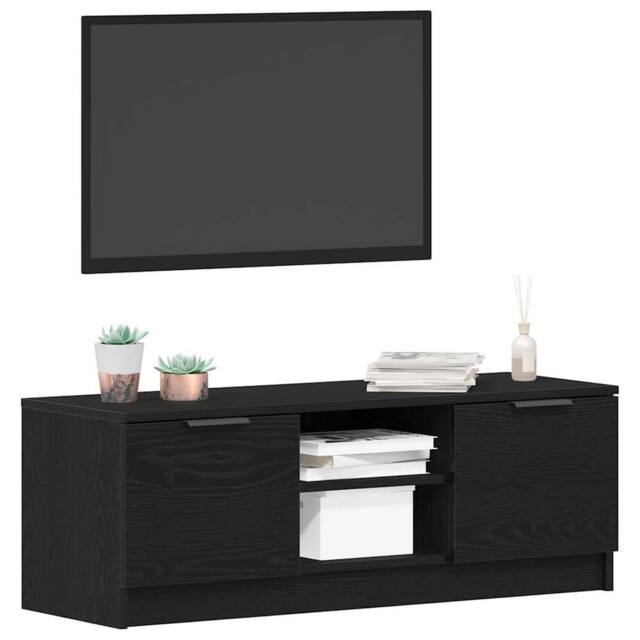 Berkfield Home TV Cabinet Black Oak 102x35x36, 5 cm Engineered Wood - image 1