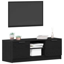 Berkfield Home TV Cabinet Black Oak 102x35x36, 5 cm Engineered Wood - thumbnail 1