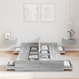 Berkfield Home Storage Bed Frame Grey sonoma 120 x 200 cm Melamined Wood - thumbnail 4
