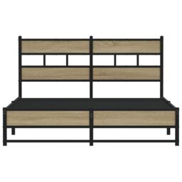 Berkfield Home Metal Bed Frame without Mattress Sonoma Oak 150x200 cm King Size in Brown - thumbnail 4