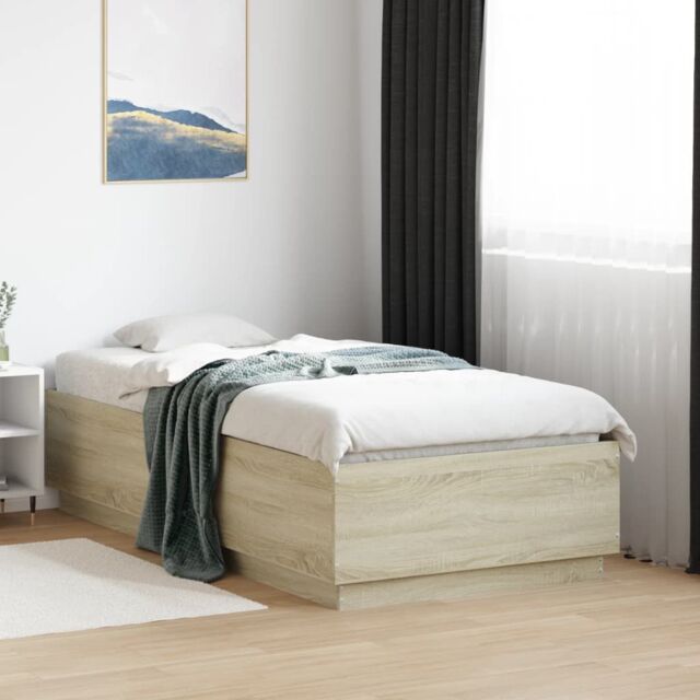 Berkfield Home Bed Frame without Mattress Sonoma Oak 75x190 cm Small Single in Brown - image 1