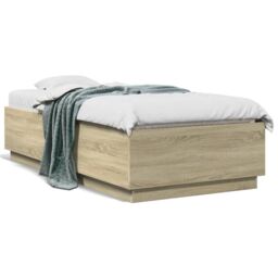 Berkfield Home Bed Frame without Mattress Sonoma Oak 75x190 cm Small Single in Brown - thumbnail 2