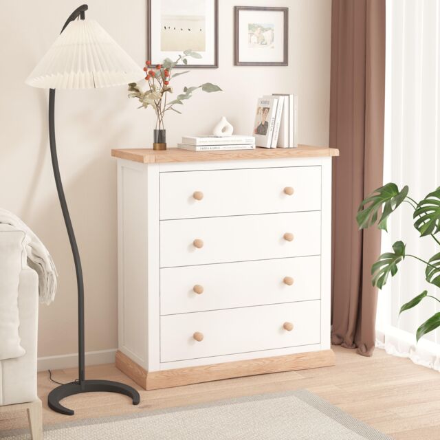 Cabinet Bits Trevi 4 Drawer Chest of Drawers Wood Knob in Off-White - image 1