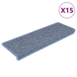 Berkfield Home Stair Mats Self-adhesive Sisal-Look 15 pcs 65x21x4 cm Blue - Size: Medium - thumbnail 2