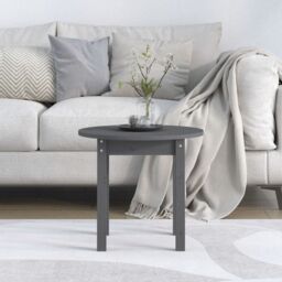 Berkfield Home Coffee Table Grey Ã˜ 45x40 cm Solid Wood Pine - thumbnail 3