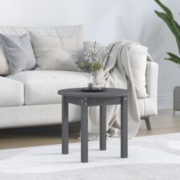 Berkfield Home Coffee Table Grey Ã˜ 45x40 cm Solid Wood Pine - thumbnail 1
