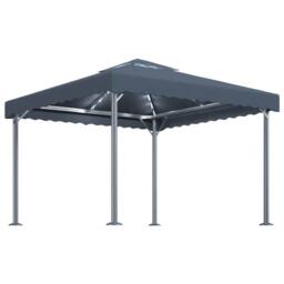 Berkfield Home Gazebo with LED String Lights 300x300 cm Anthracite Aluminium in Dark Grey - thumbnail 1