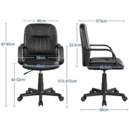 KORVIXA Office Chair Computer Desk Chair Adjustable with Arms Wheels in Black - Size: 100 cm x 100 cm - thumbnail 2