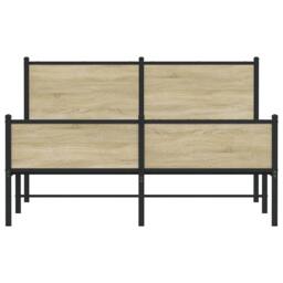 Berkfield Home Metal Bed Frame without Mattress Sonoma Oak 140x190 cm in Brown - thumbnail 5